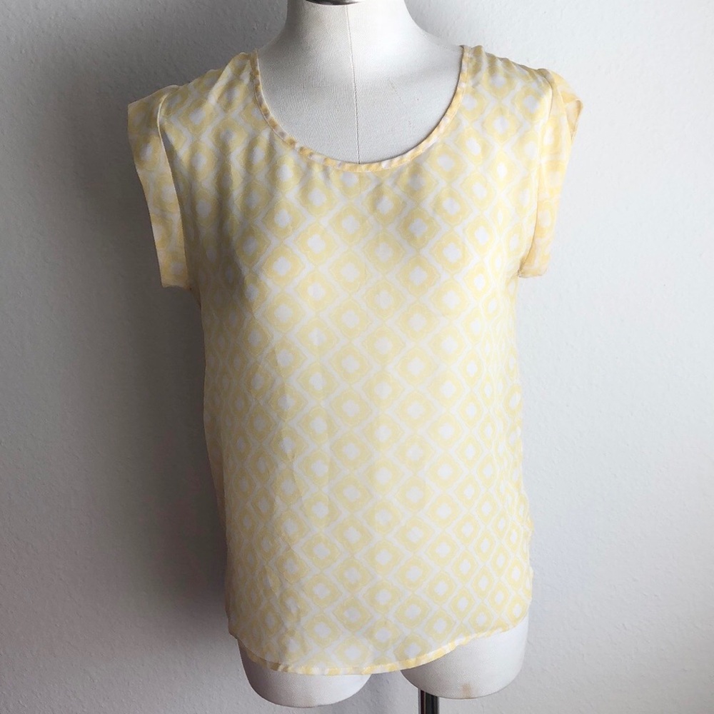 Charming Charlie Sleeveless Sheer Blouse Yellow